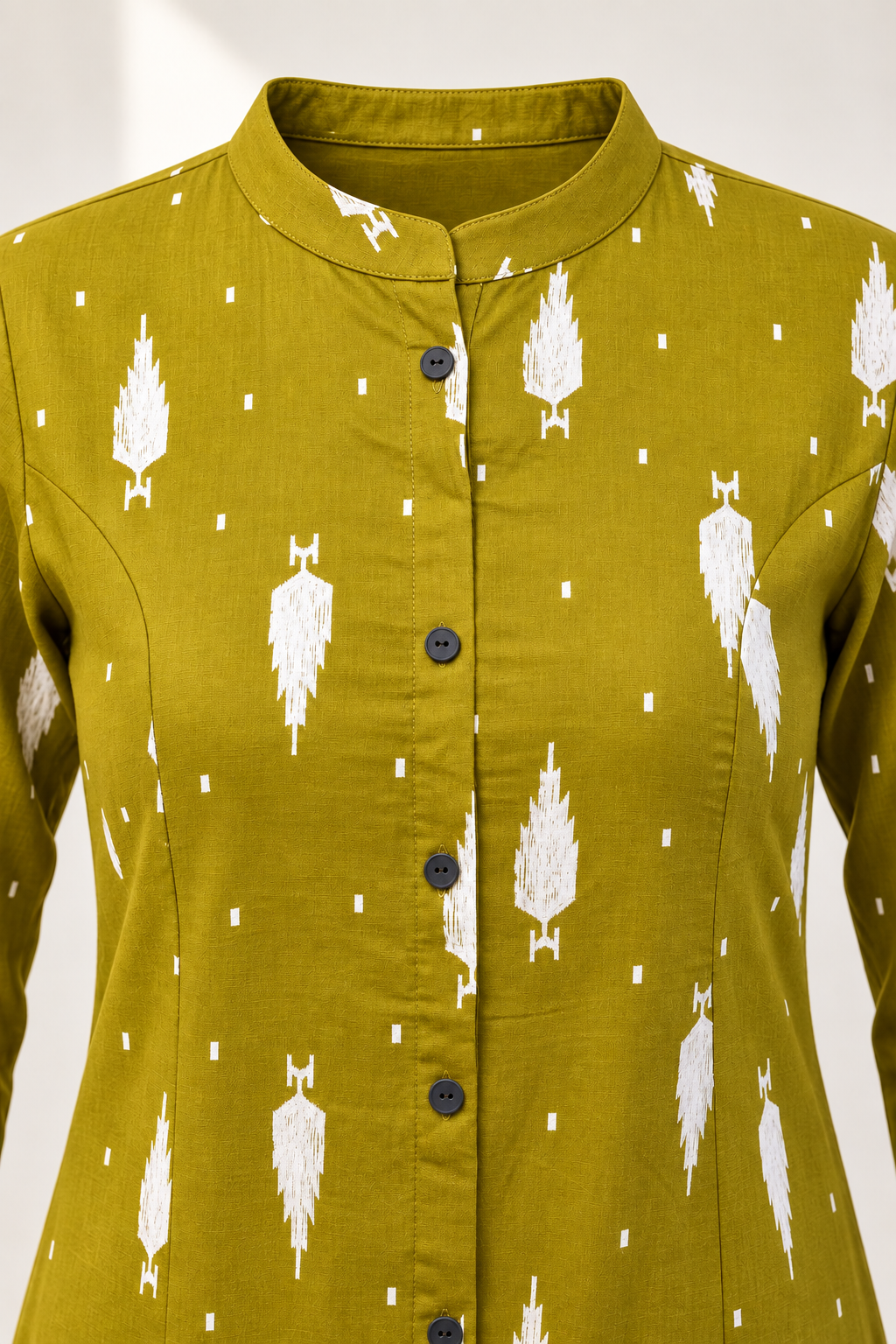 Olive Green Printed A-Line Cotton Kurta Palazzo Set for Women