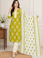 Women Printed Kurta Pant Dupatta Set | 3 Piece Ethnic Suit Set