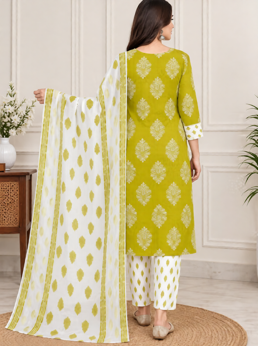 Women Printed Kurta Pant Dupatta Set | 3 Piece Ethnic Suit Set